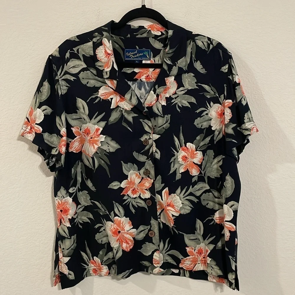 Island Traders Women Vintage Matching Set XL/XXL Black Resortwear Tropical